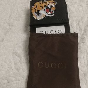 Gucci Black Wallet With Tiger